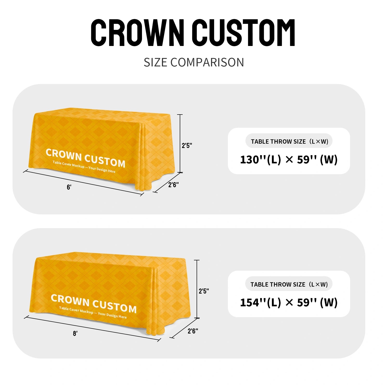 Custom Printed Table Throw - Open Back (3 Sided)