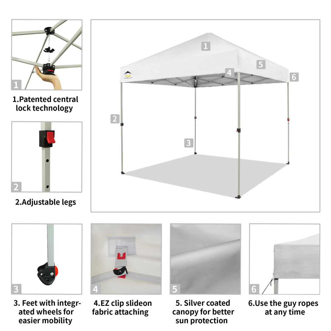 Canopée Recreational Centerlok 8x8 - Sto 'N Go, Revêtement Argenté, 150D - RS64F
