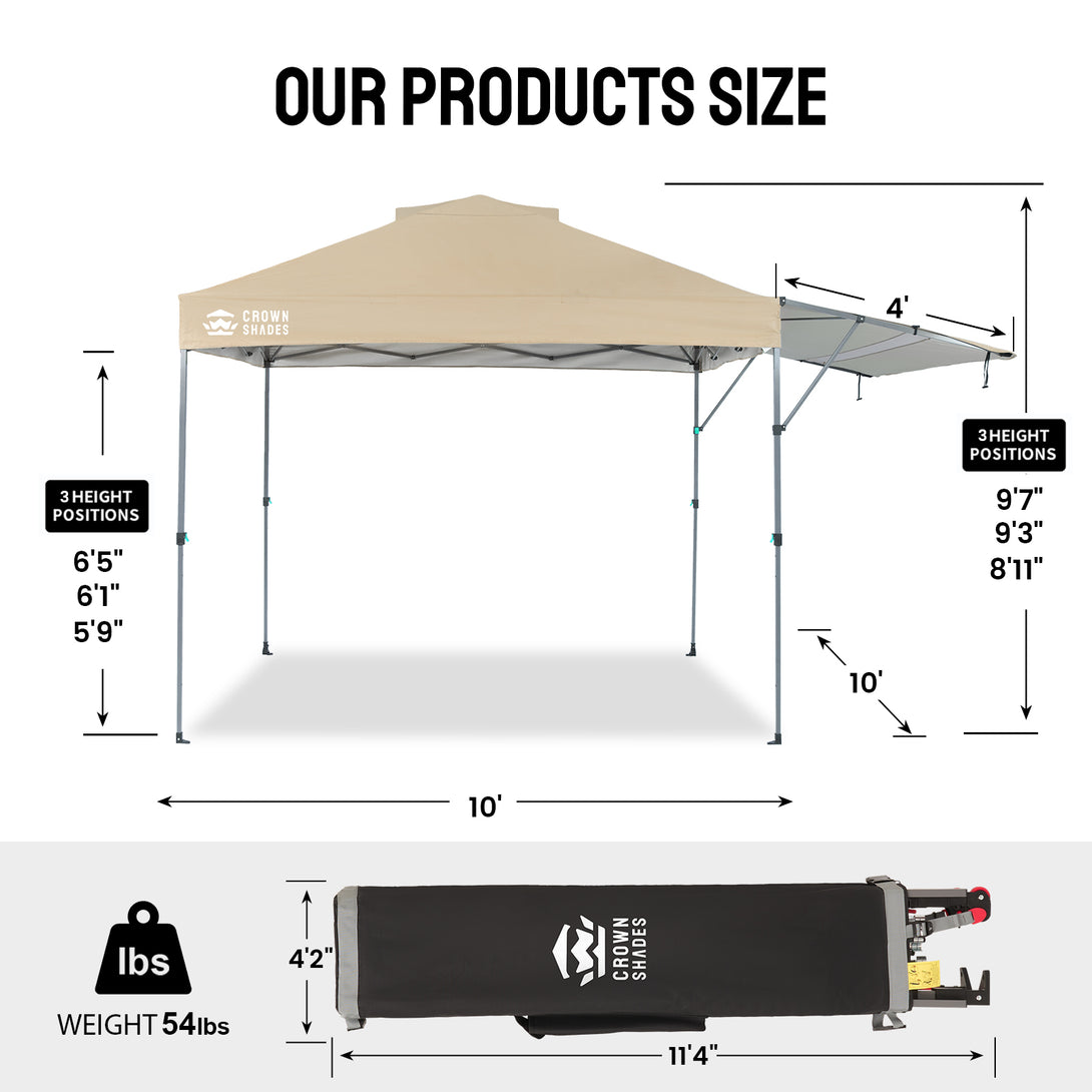 Tente pliante 10x14 avec auvent extensible