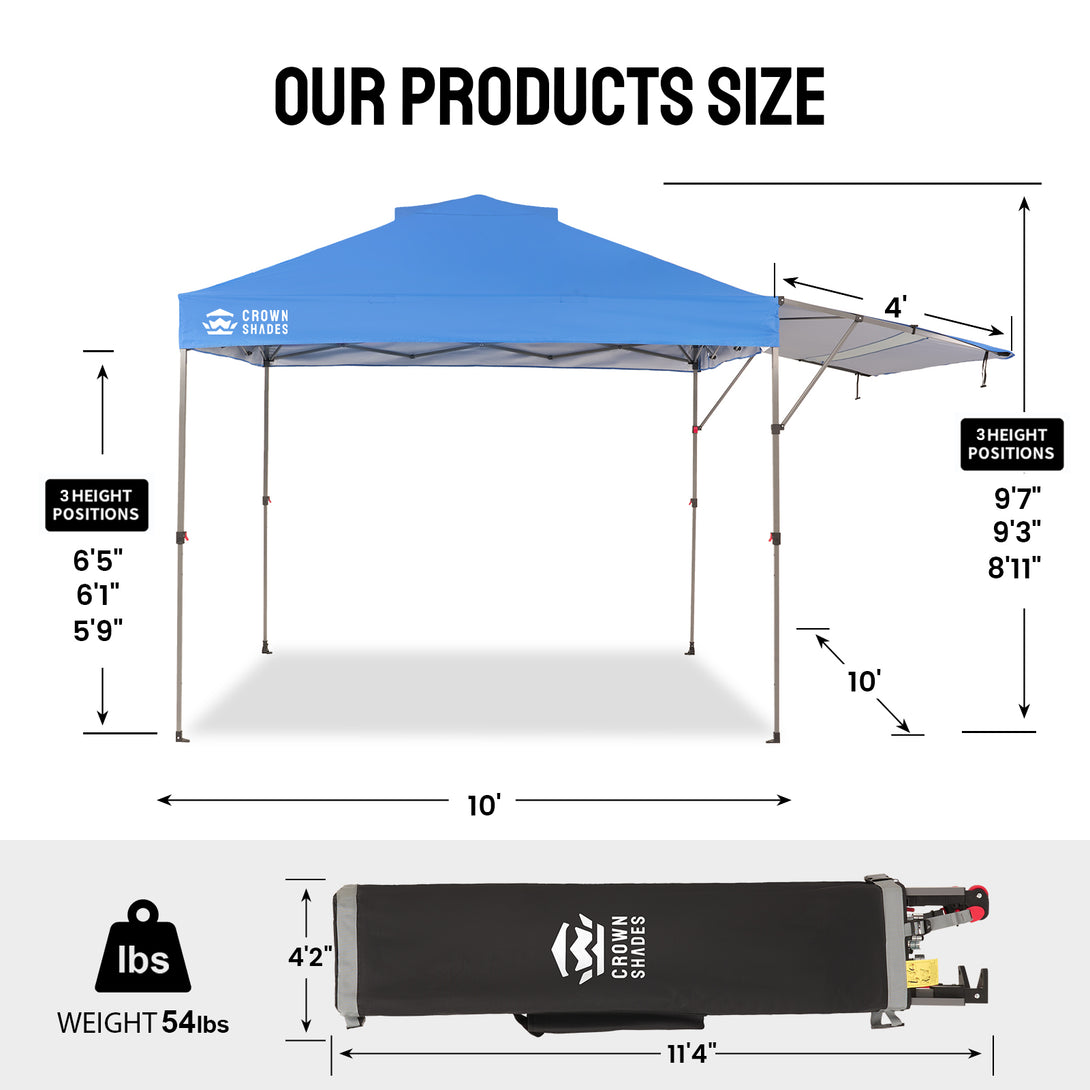 Tente pliante 10x14 avec auvent extensible