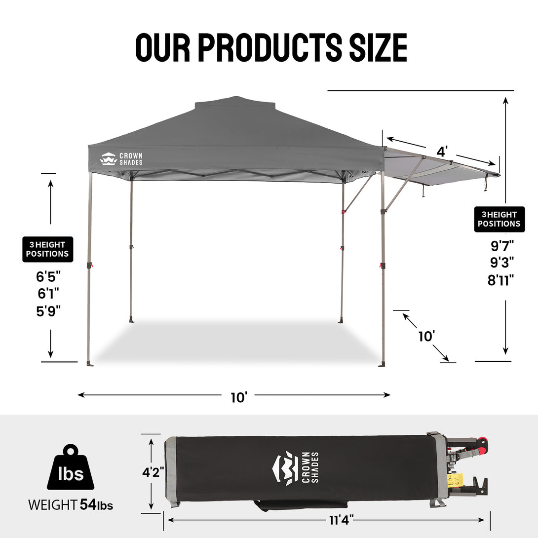 Tente pliante 10x14 avec auvent extensible