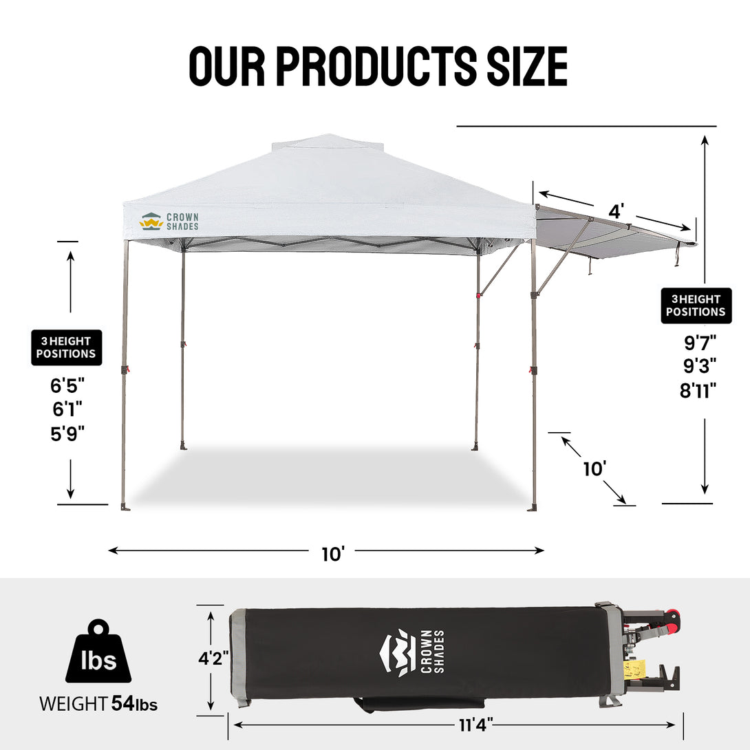 Tente pliante 10x14 avec auvent extensible