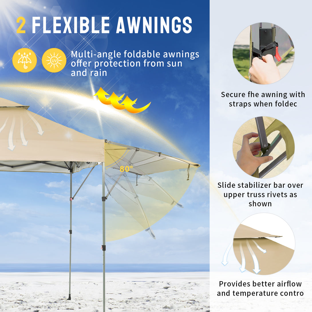 10x18 Pop Up CenterLOK™ Canopy with 2 Extend Awnings