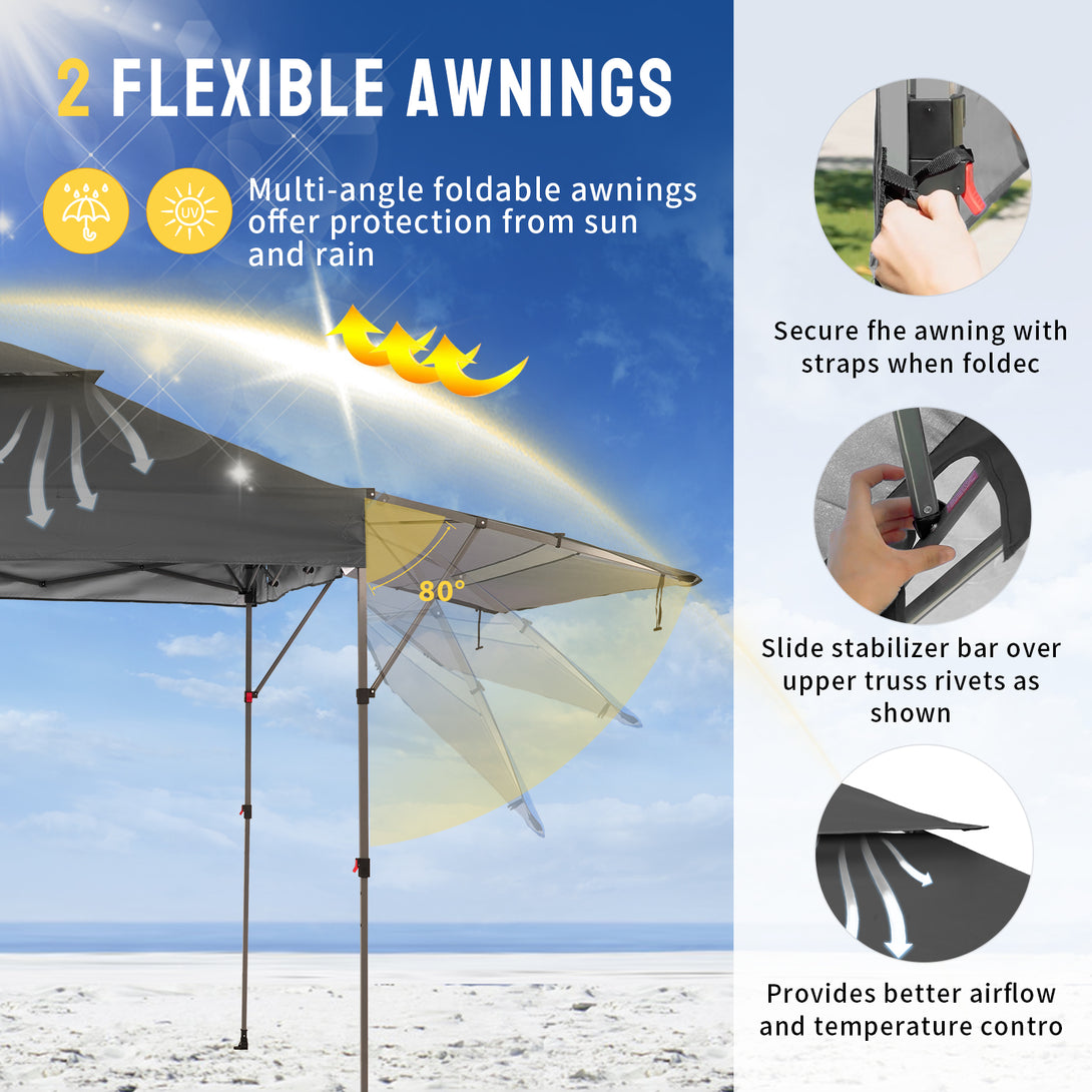 10x18 Pop Up CenterLOK™ Canopy with 2 Extend Awnings