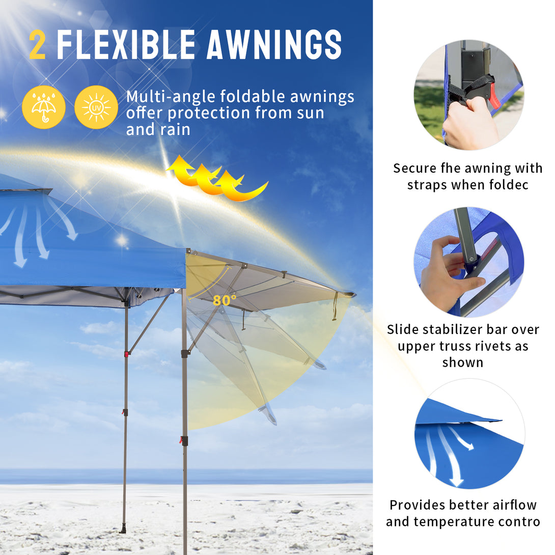 10x18 Pop Up CenterLOK™ Canopy with 2 Extend Awnings