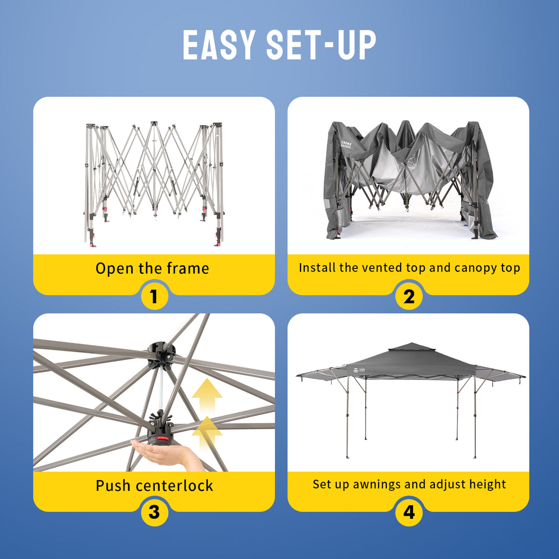 10x18 Pop Up CenterLOK™ Canopy with 2 Extend Awnings