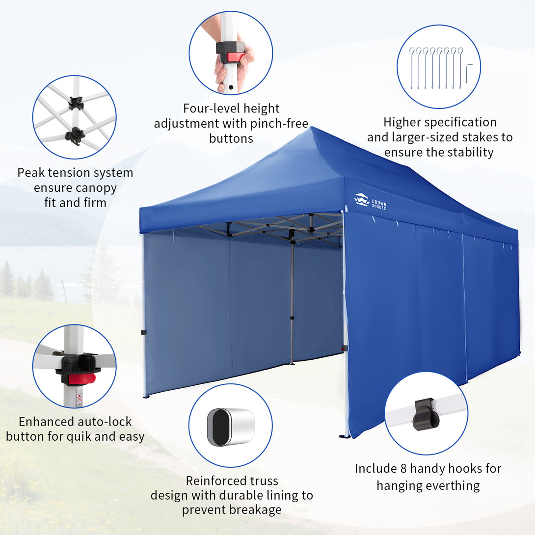 10x20 Commercial Pop Up Canopy Heavy Duty Tent with 4 Sidewalls