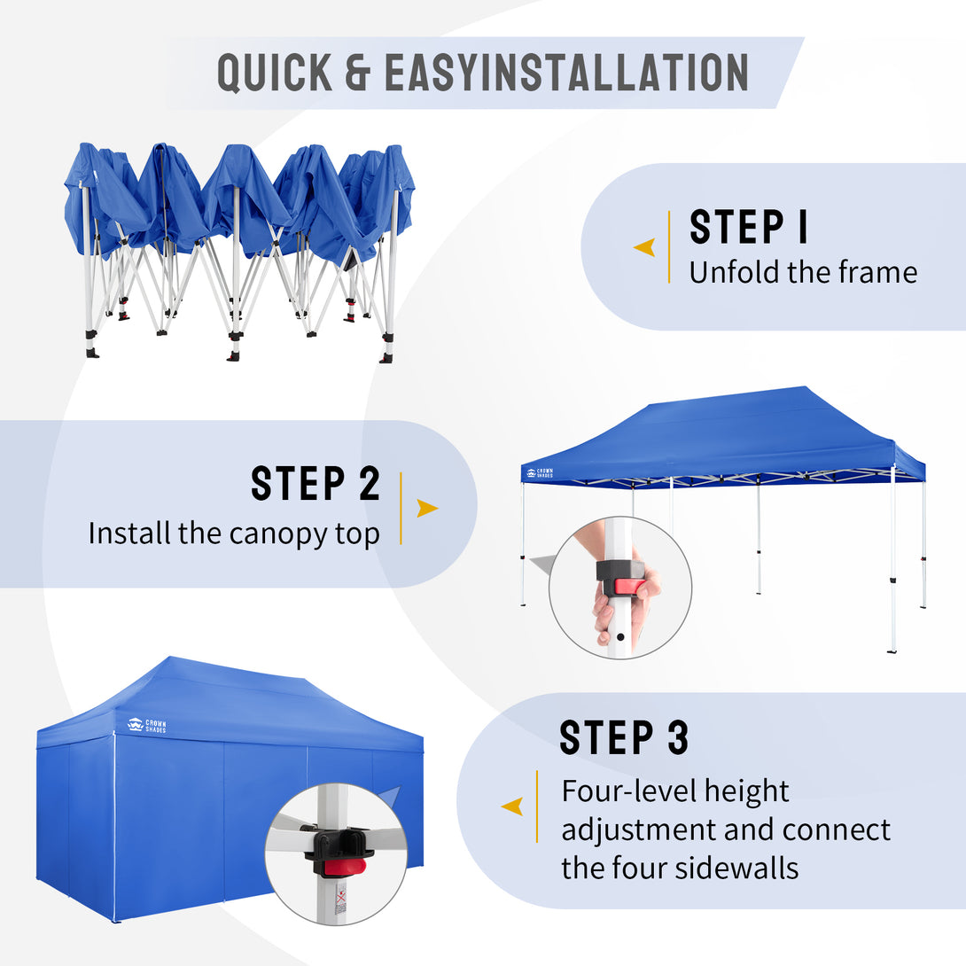 10x20 Commercial Pop Up Canopy Heavy Duty Tent with 4 Sidewalls