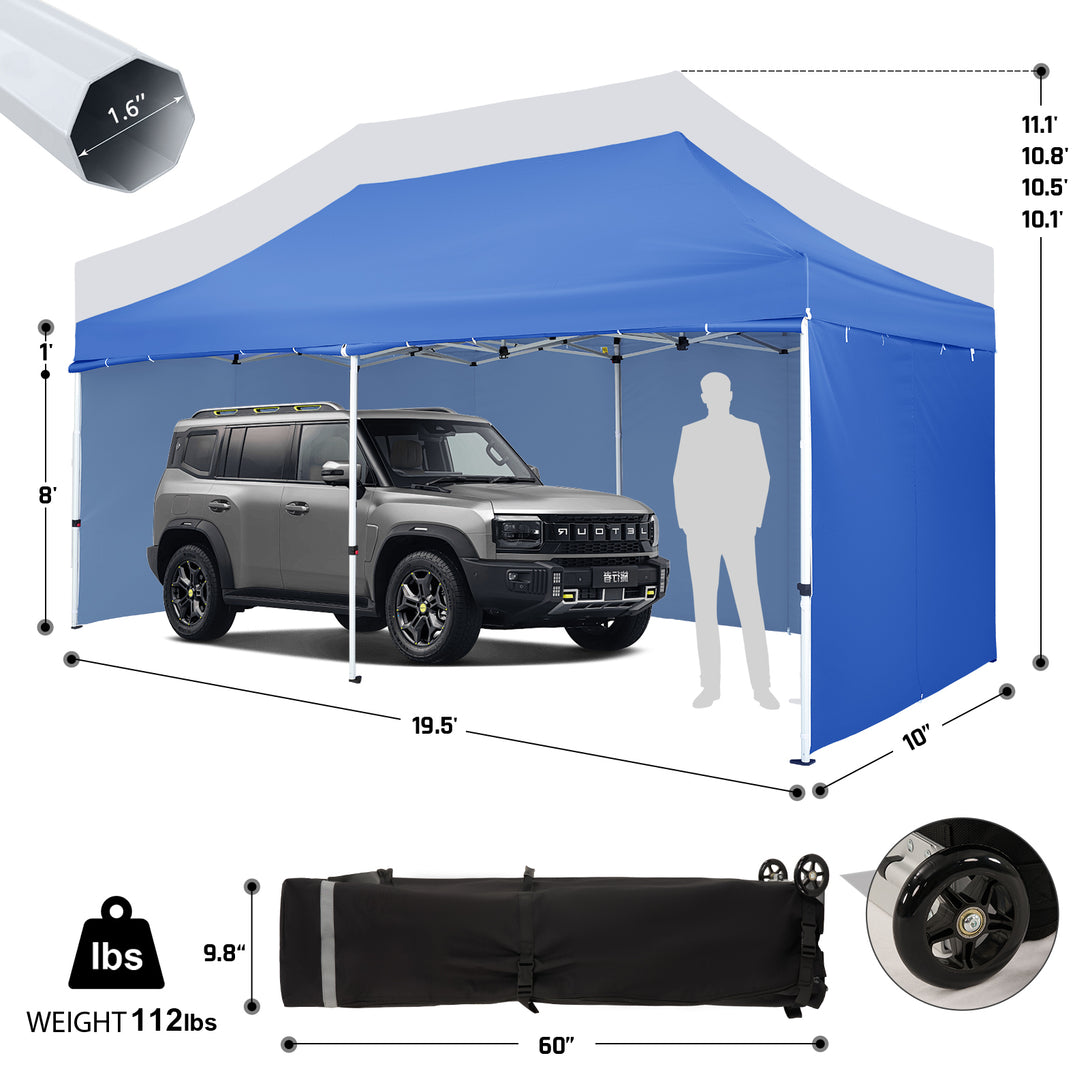 10x20 Commercial Pop Up Canopy Heavy Duty Tent with 4 Sidewalls