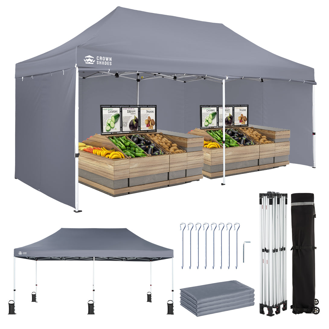 10x20 Commercial Pop Up Canopy Heavy Duty Tent with 4 Sidewalls