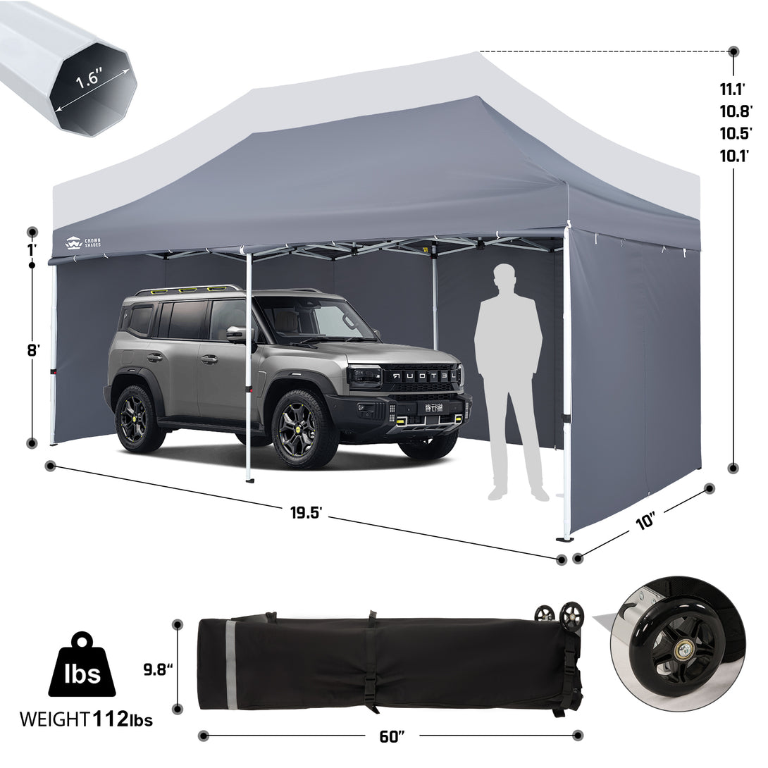 10x20 Commercial Pop Up Canopy Heavy Duty Tent with 4 Sidewalls