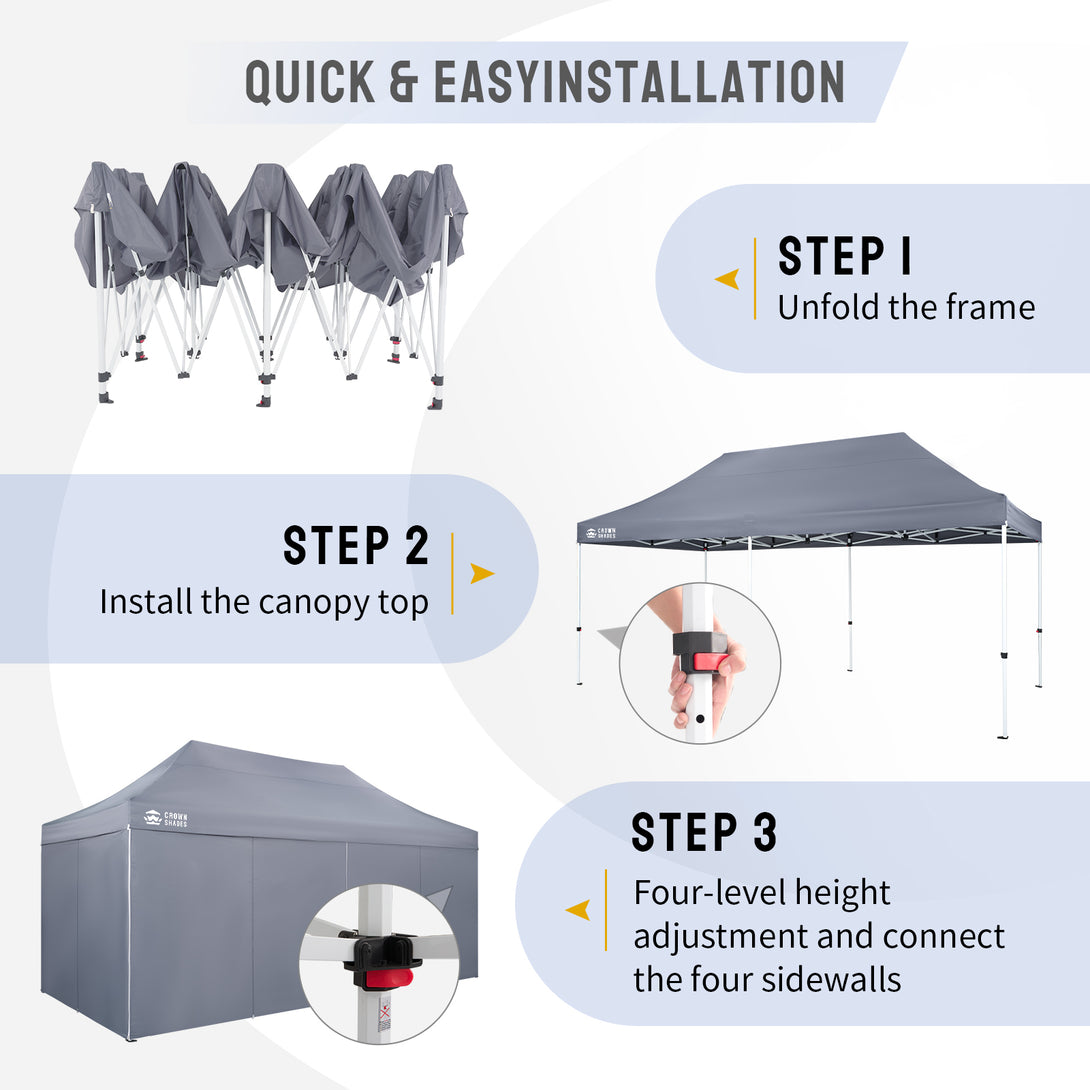 10x20 Commercial Pop Up Canopy Heavy Duty Tent with 4 Sidewalls