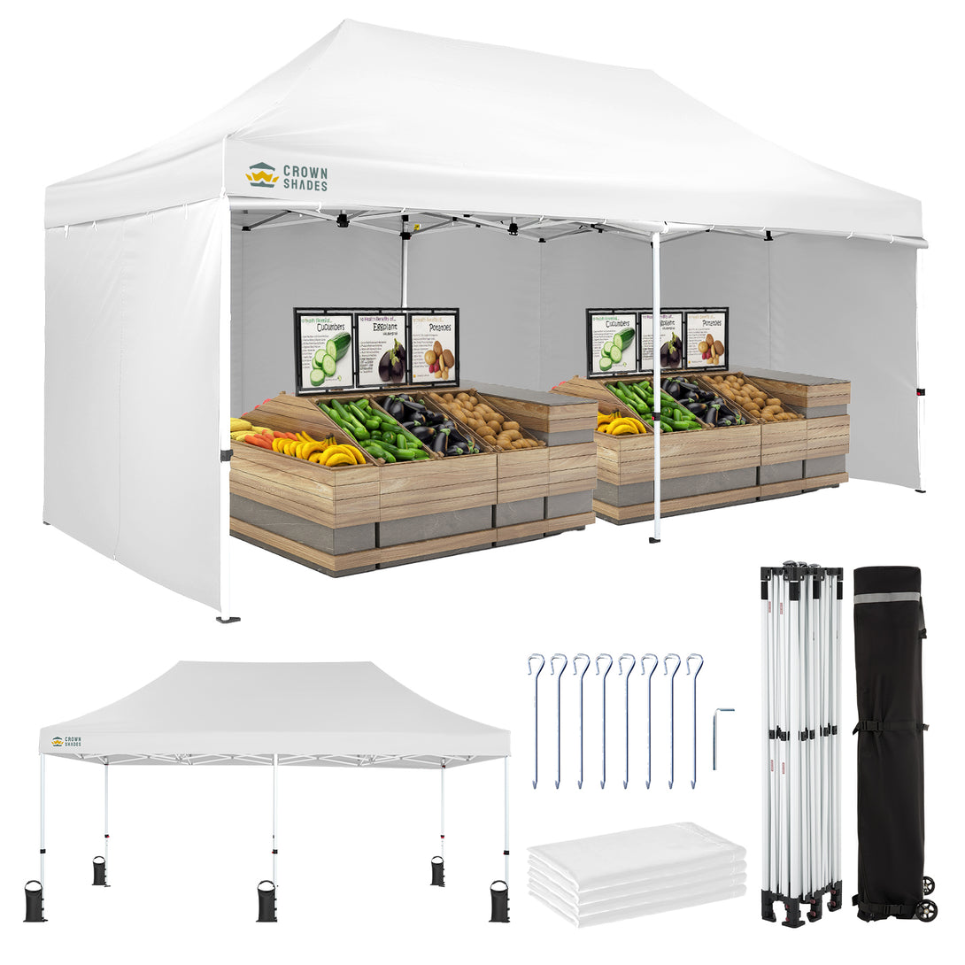 10x20 Commercial Pop Up Canopy Heavy Duty Tent with 4 Sidewalls