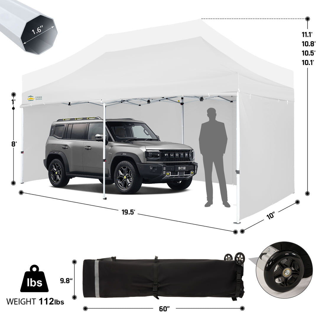10x20 Commercial Pop Up Canopy Heavy Duty Tent with 4 Sidewalls