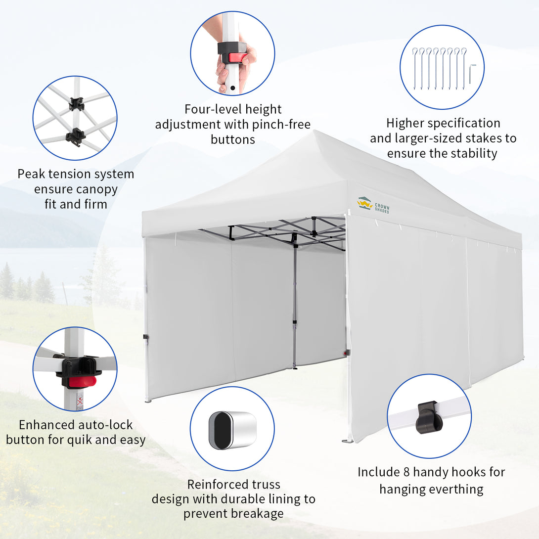 10x20 Commercial Pop Up Canopy Heavy Duty Tent with 4 Sidewalls