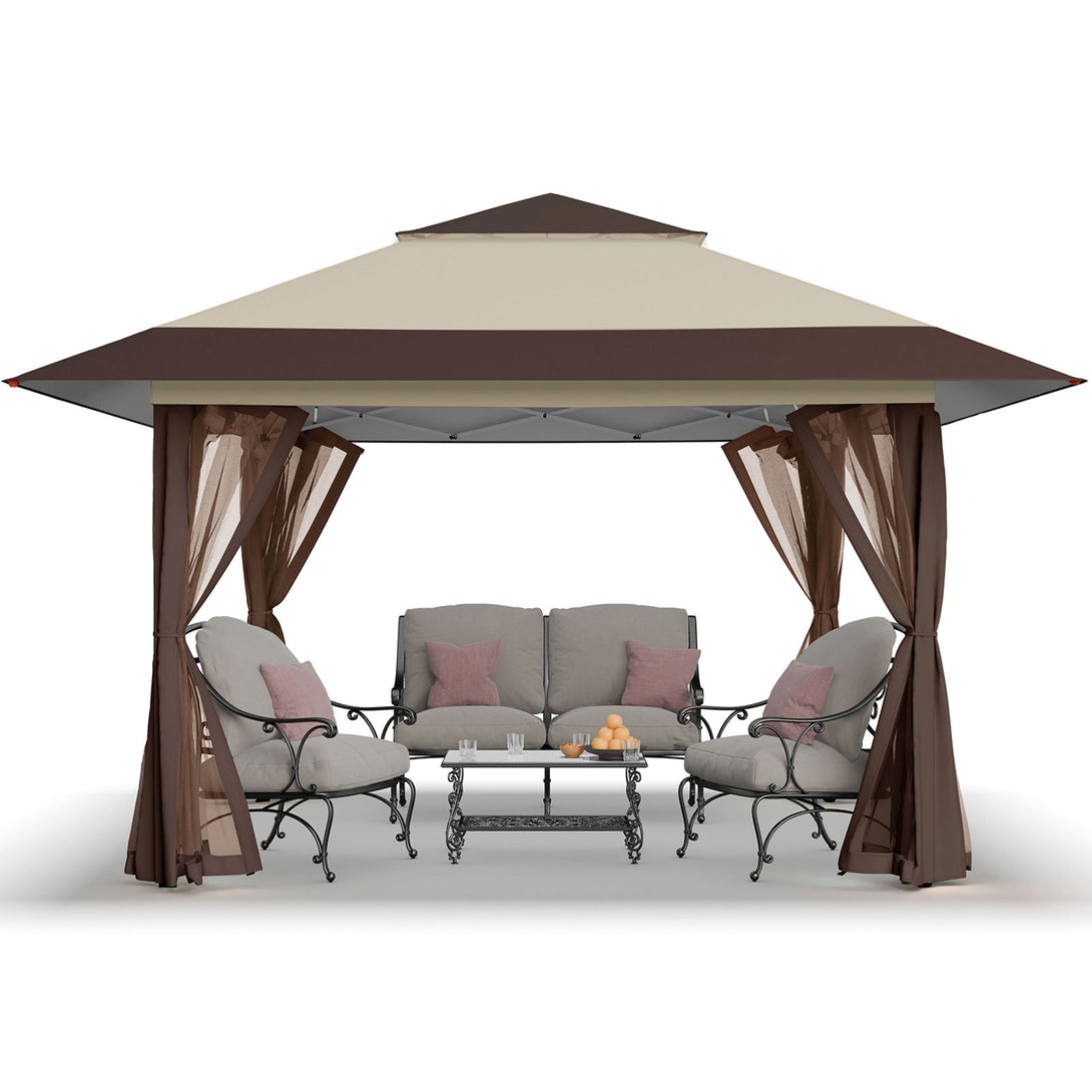 Tente auvent gazebo pop-up 13x13 - Abri extérieur pour patio et jardin