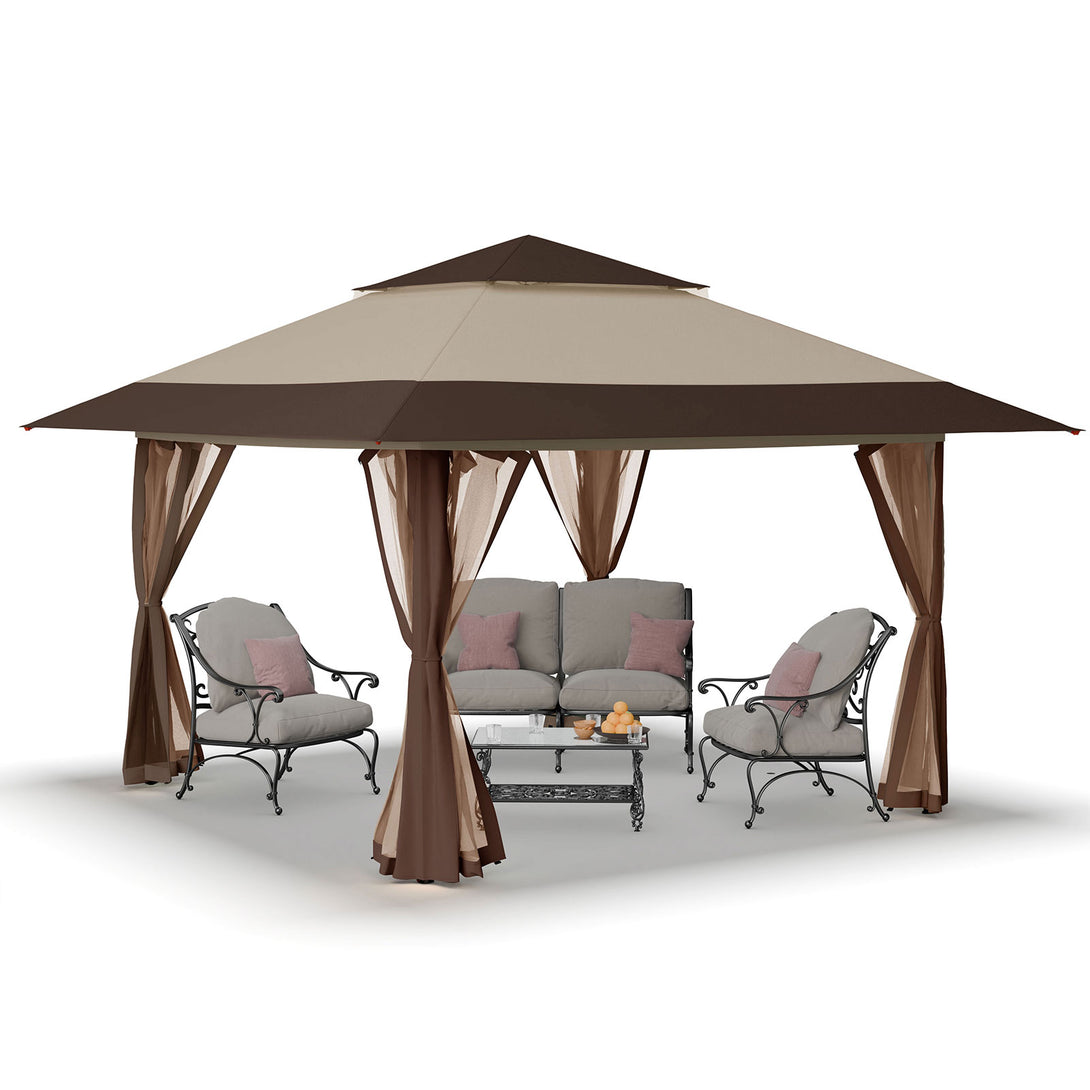 Tente auvent gazebo pop-up 13x13 - Abri extérieur pour patio et jardin