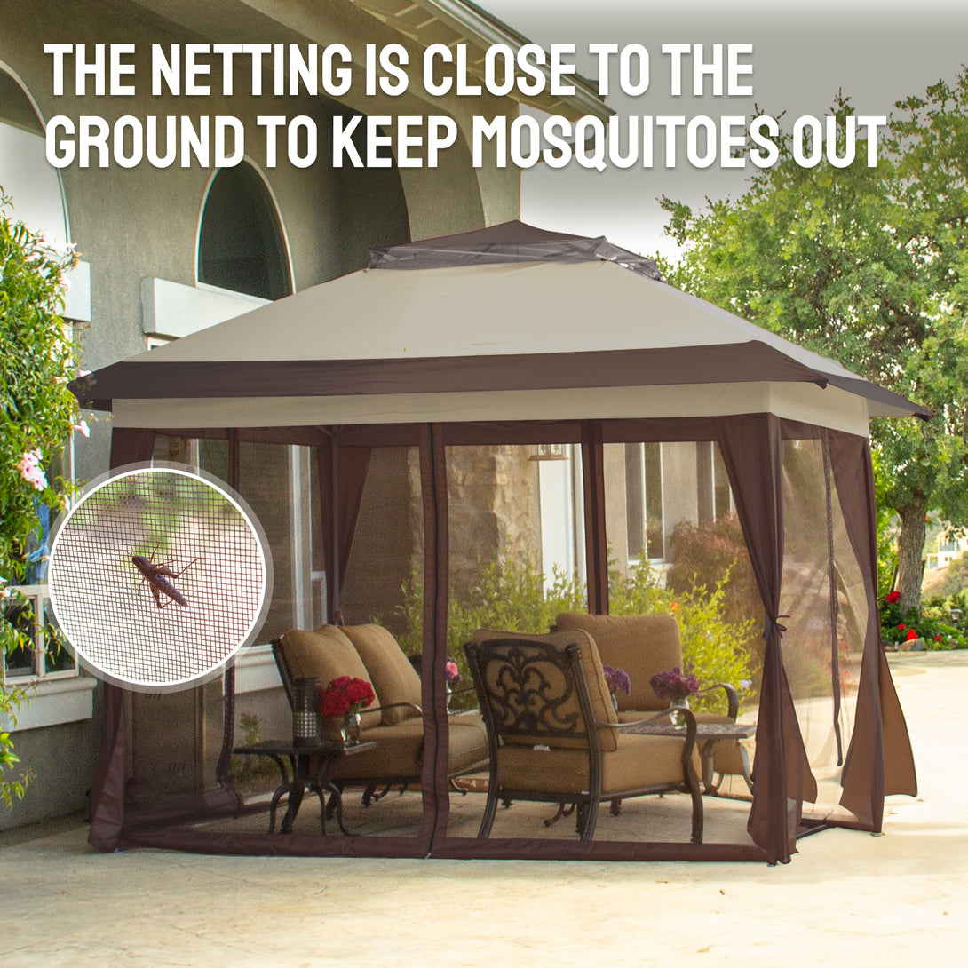 Tente auvent gazebo pop-up 13x13 - Abri extérieur pour patio et jardin