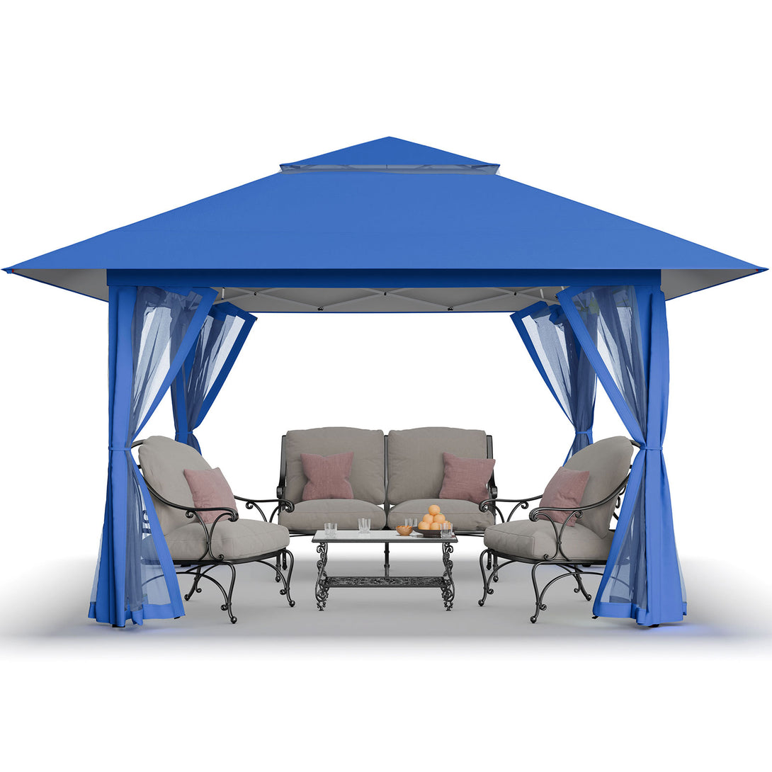 Tente auvent gazebo pop-up 13x13 - Abri extérieur pour patio et jardin