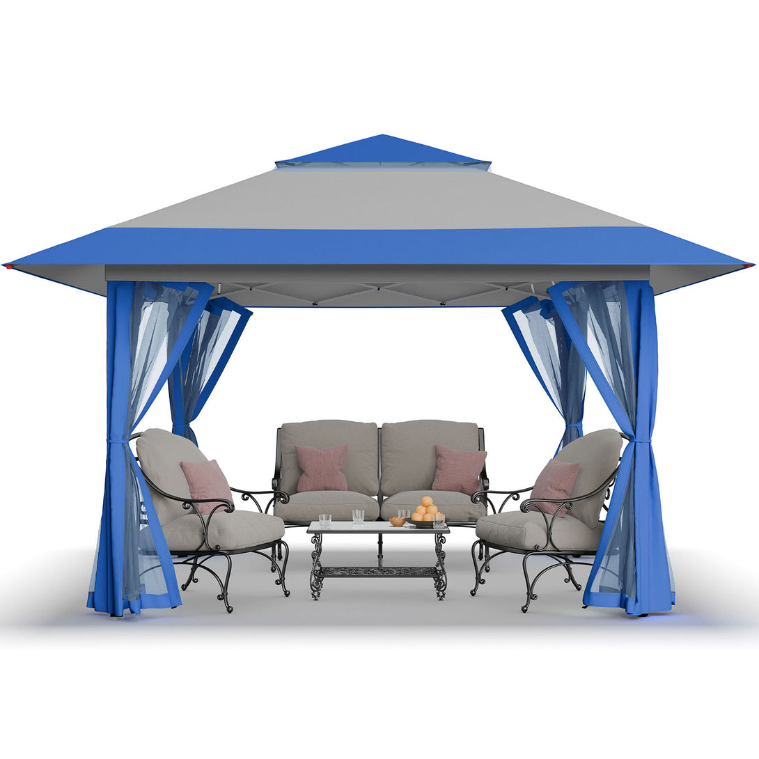 Tente auvent gazebo pop-up 13x13 - Abri extérieur pour patio et jardin