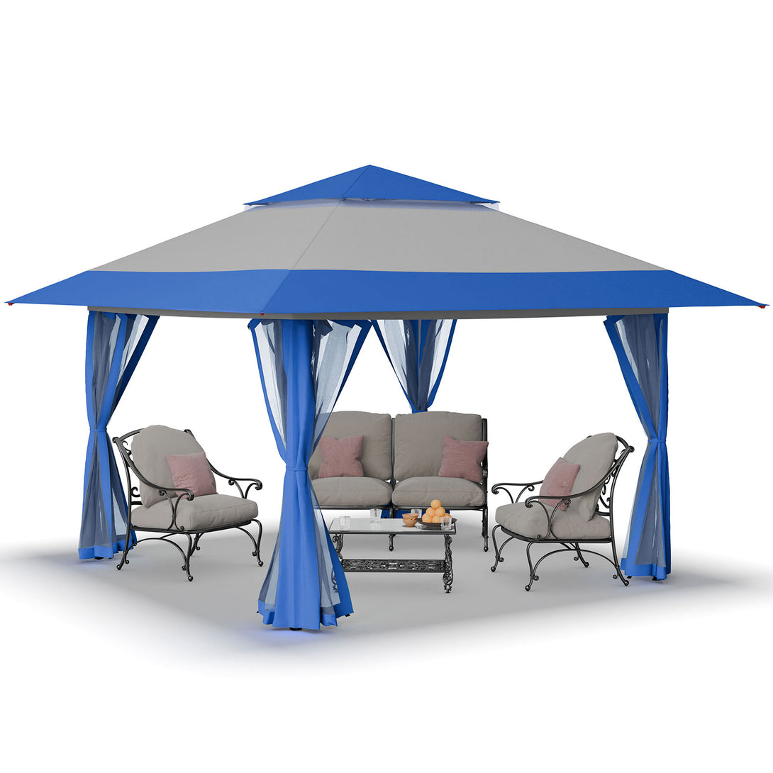 Tente auvent gazebo pop-up 13x13 - Abri extérieur pour patio et jardin
