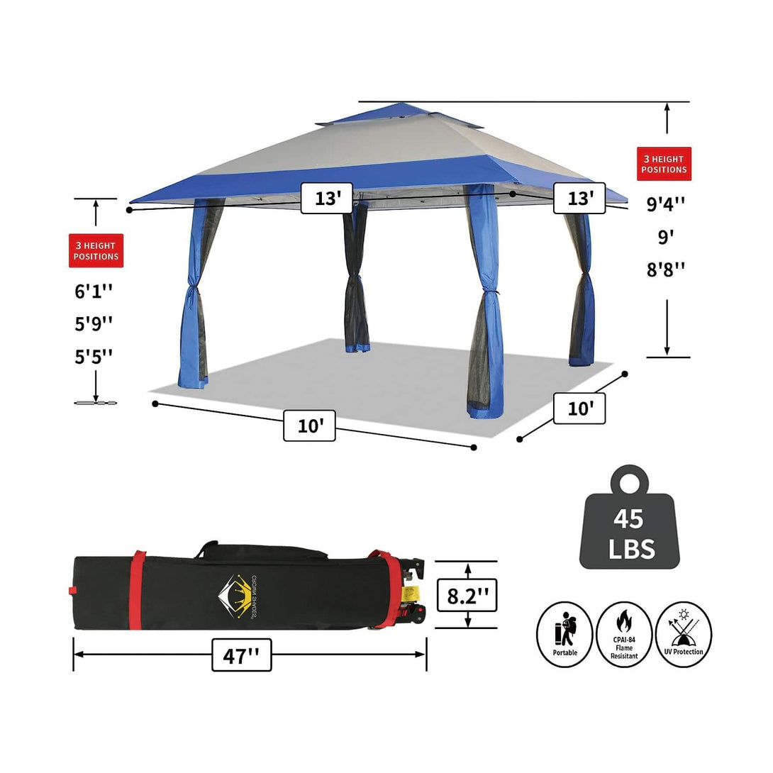 Tente auvent gazebo pop-up 13x13 - Abri extérieur pour patio et jardin