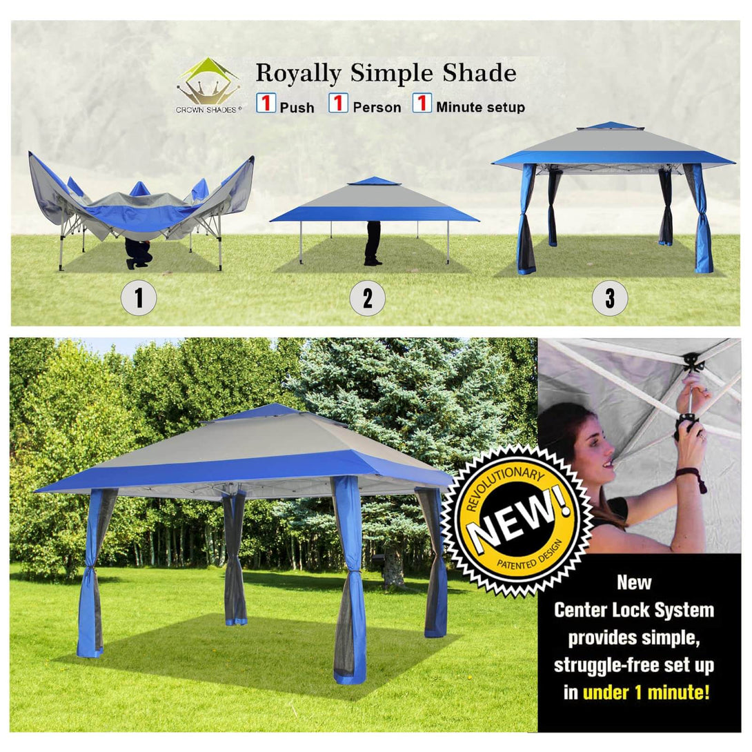 Tente auvent gazebo pop-up 13x13 - Abri extérieur pour patio et jardin