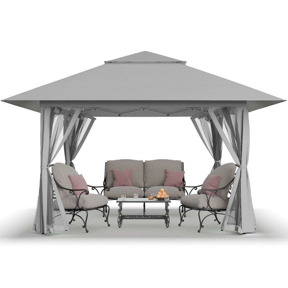 Tente auvent gazebo pop-up 13x13 - Abri extérieur pour patio et jardin