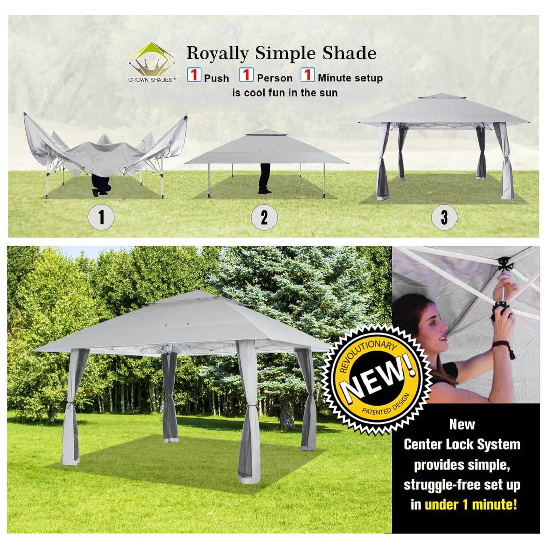 Tente auvent gazebo pop-up 13x13 - Abri extérieur pour patio et jardin