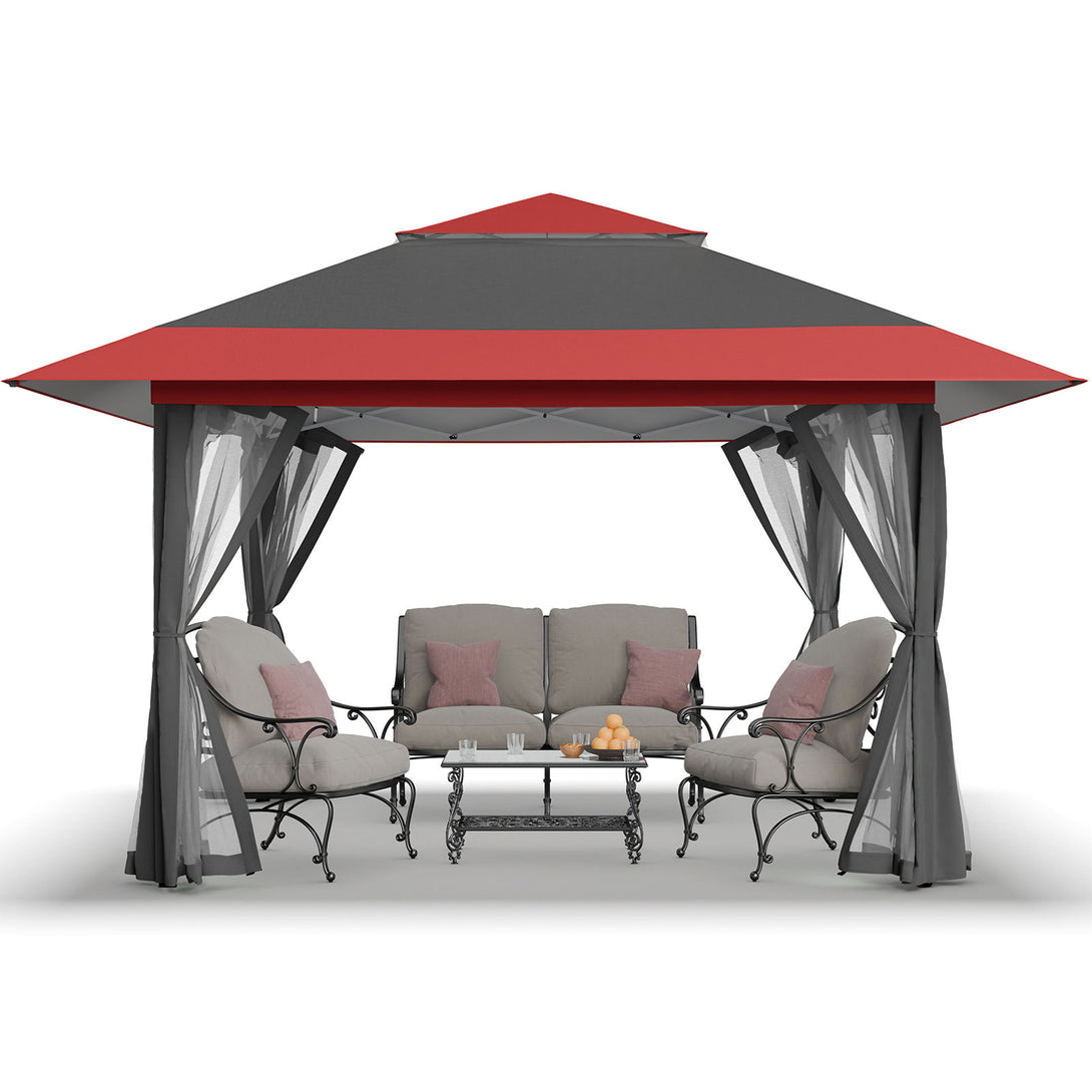 Tente auvent gazebo pop-up 13x13 - Abri extérieur pour patio et jardin