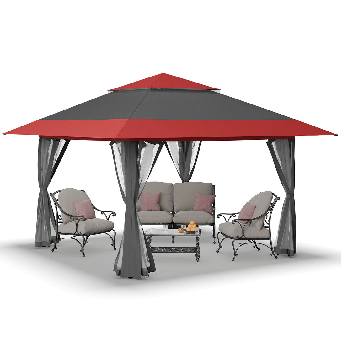 Tente auvent gazebo pop-up 13x13 - Abri extérieur pour patio et jardin