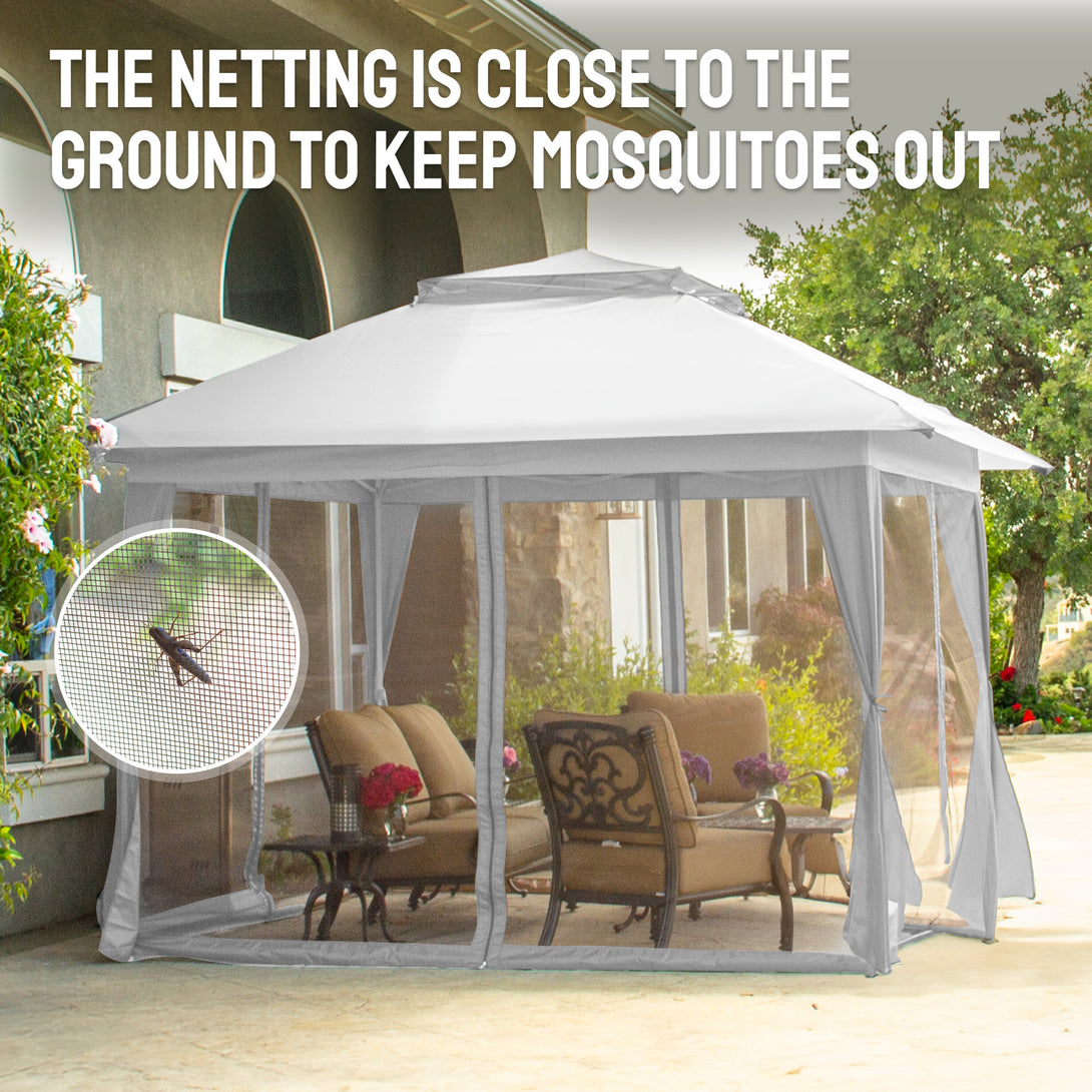 Tente auvent gazebo pop-up 13x13 - Abri extérieur pour patio et jardin