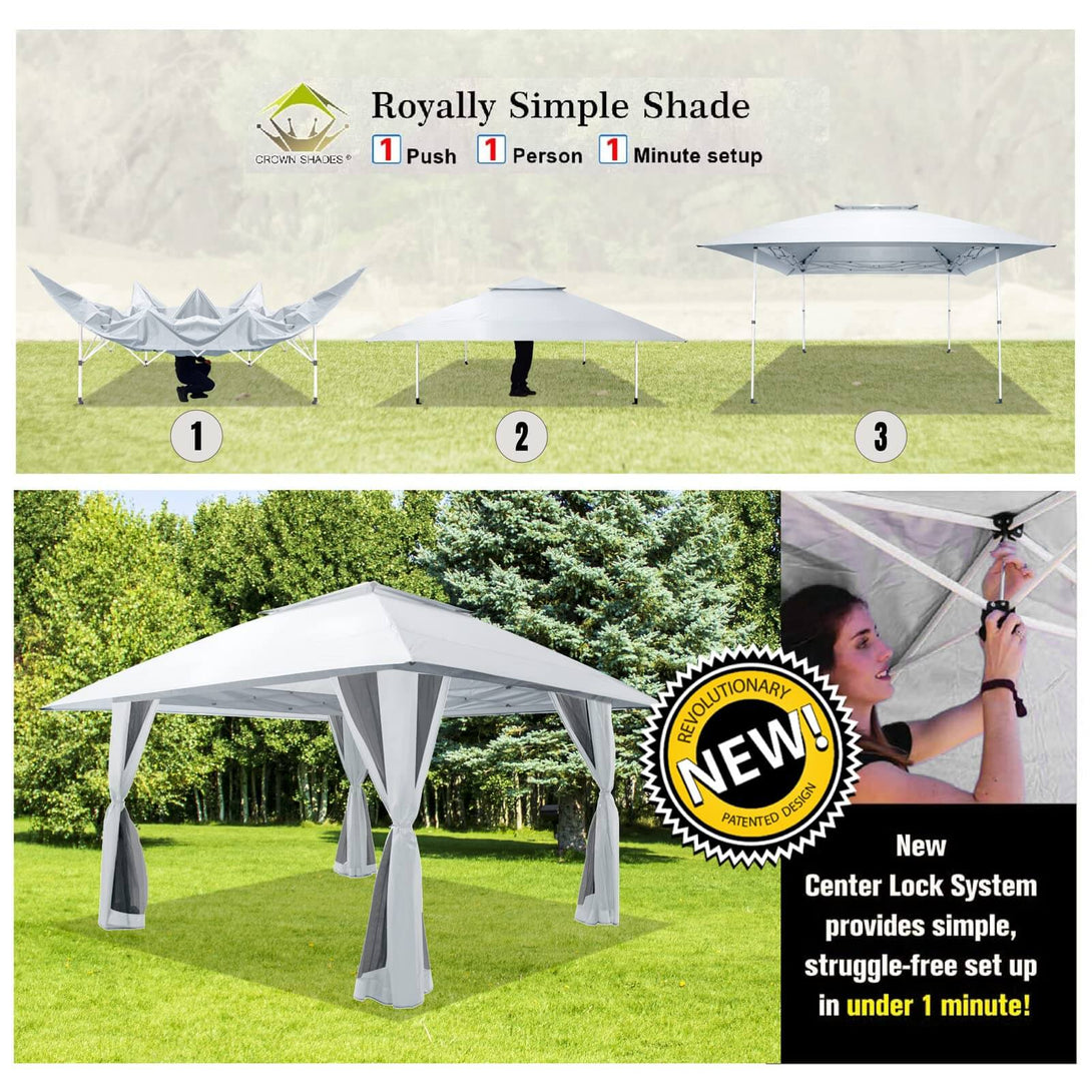 Tente auvent gazebo pop-up 13x13 - Abri extérieur pour patio et jardin