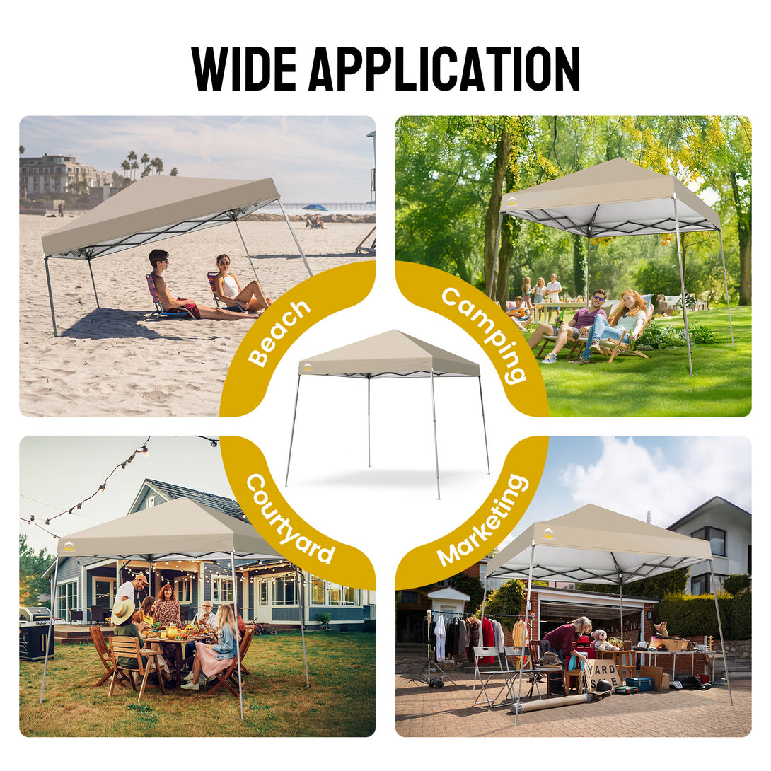 Tente de plage pop-up avec toit incliné et pieds 8x8