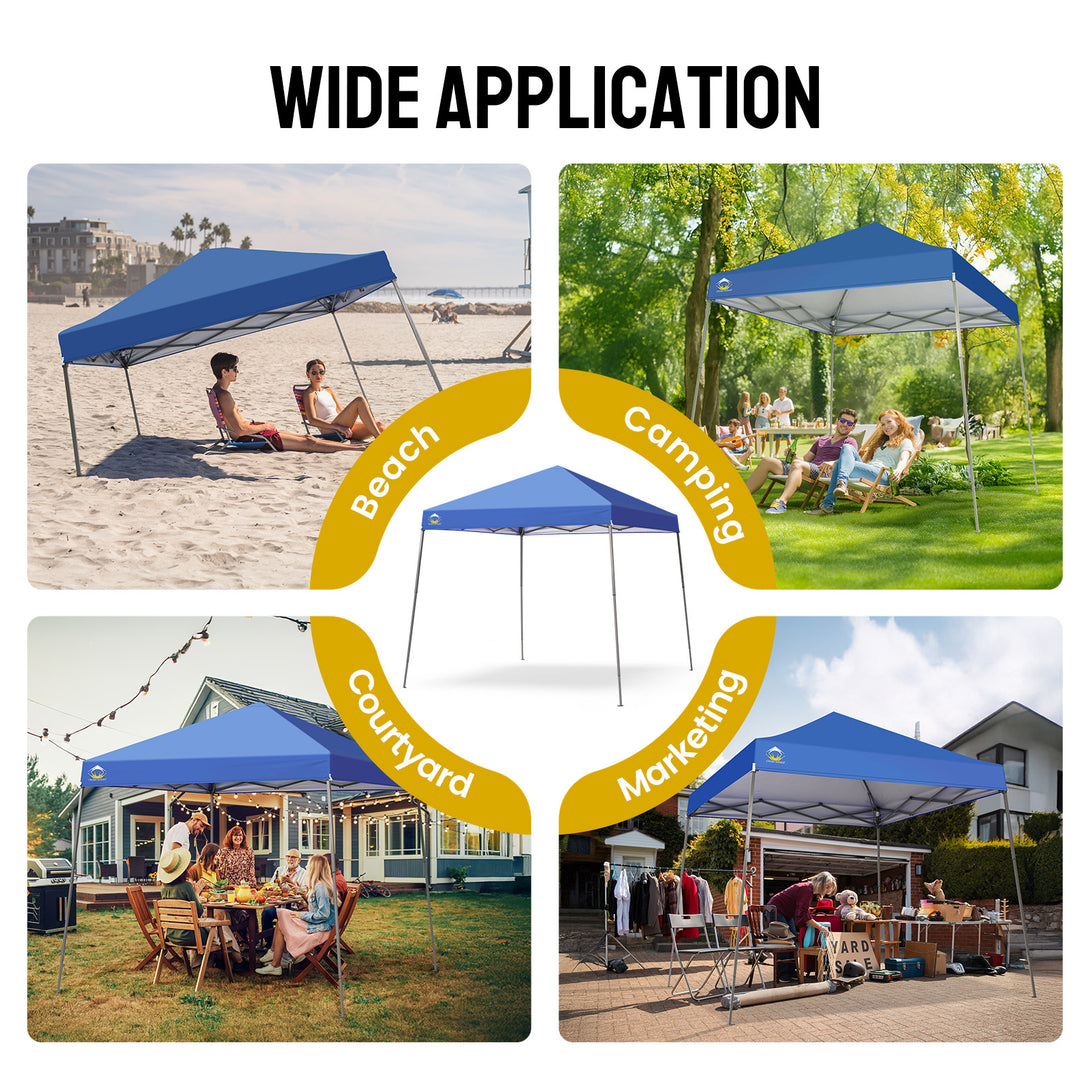 Tente de plage pop-up avec toit incliné et pieds 8x8