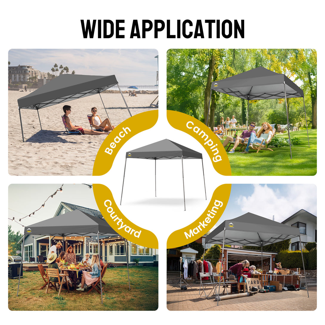 Tente de plage pop-up avec toit incliné et pieds 8x8