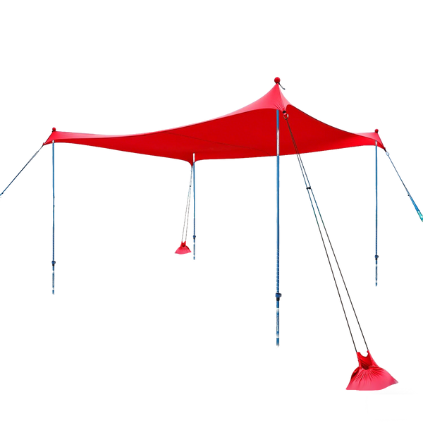 10x10 Beach Sun Shelter - Sand Shovel, Telescoping Poles, Ground Pegs - BT100, BT49