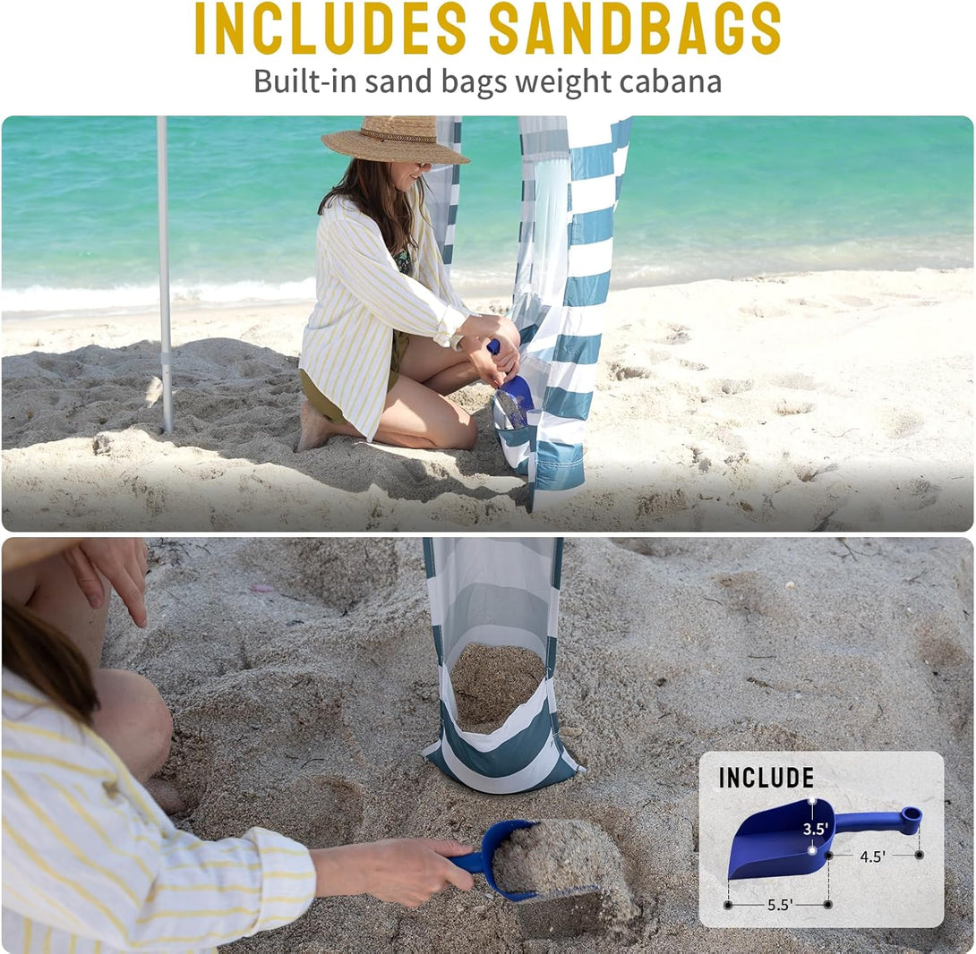 6.5' x 6.5' Beach Cabana & 1 Sidewall - Pop Up Tent, Pockets