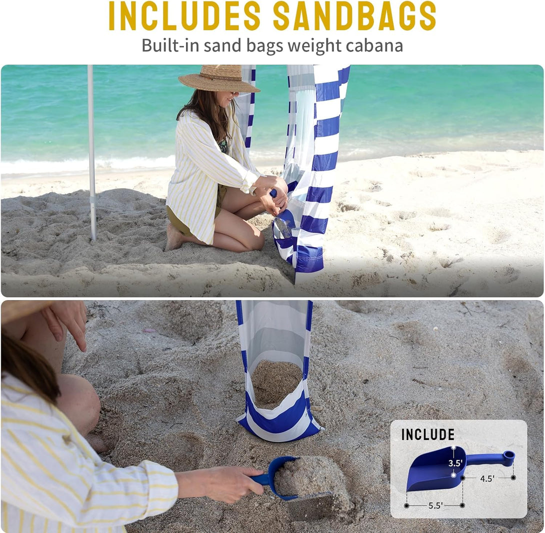 6.5' x 6.5' Beach Cabana & 1 Sidewall - Pop Up Tent, Pockets