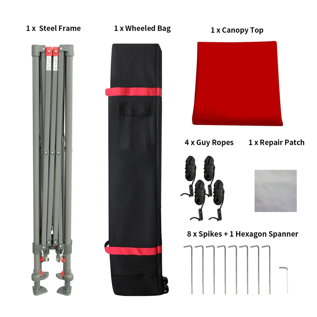 Auvent à jambes inclinées 9x9 - Réglages infinis des jambes & pieds à rotule