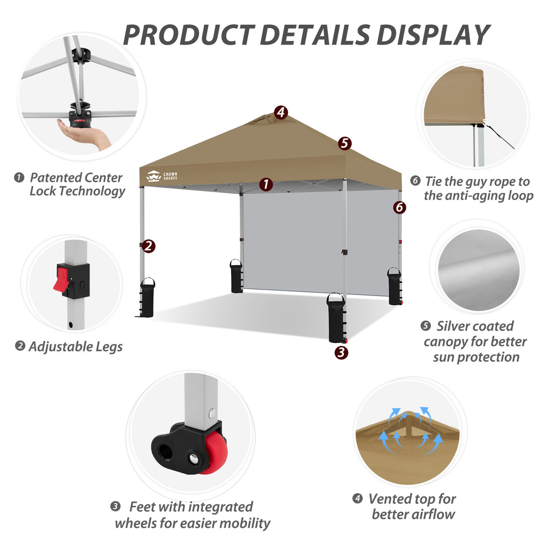 Tente pliante CenterLOK® 10x10 avec 1 paroi latérale