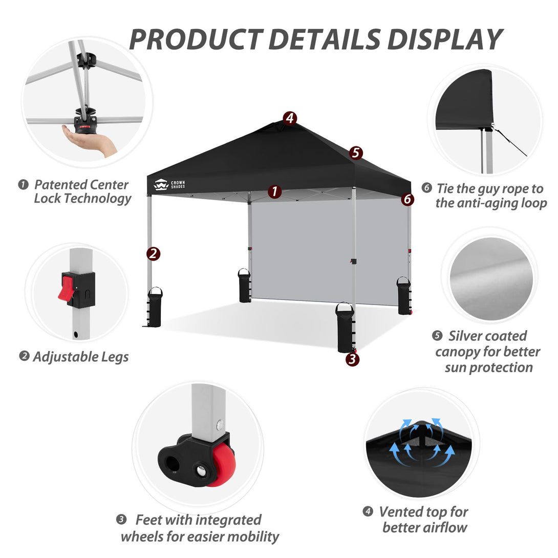 Tente pliante CenterLOK® 10x10 avec 1 paroi latérale