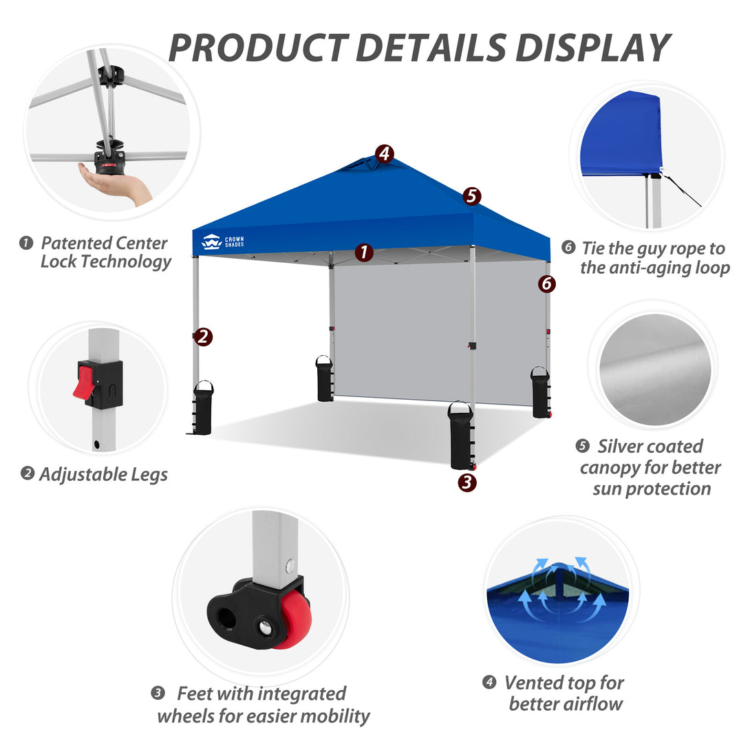 Tente pliante CenterLOK® 10x10 avec 1 paroi latérale