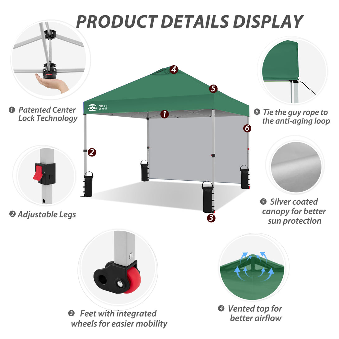 Tente pliante CenterLOK® 10x10 avec 1 paroi latérale