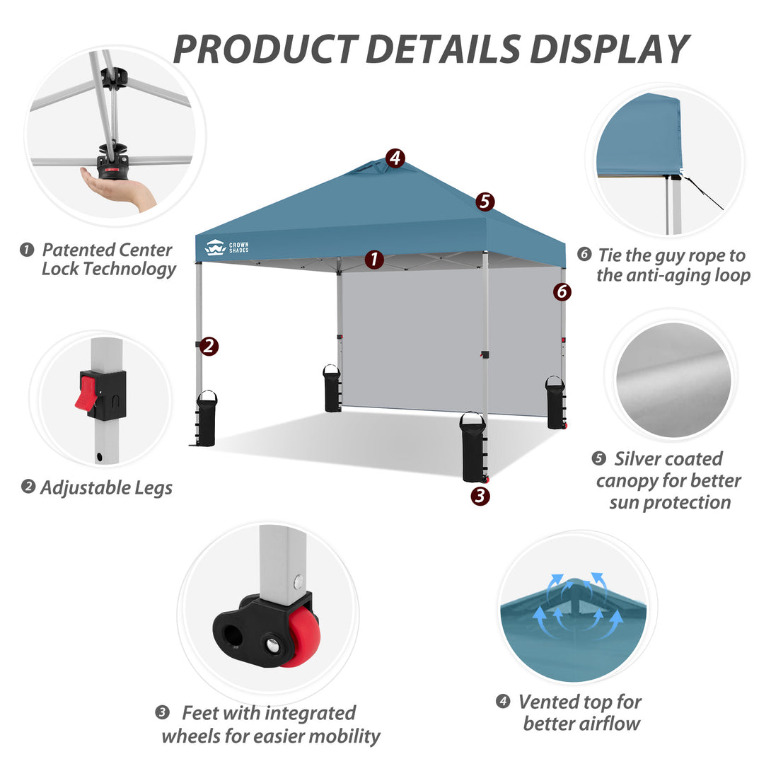 Tente pliante CenterLOK® 10x10 avec 1 paroi latérale
