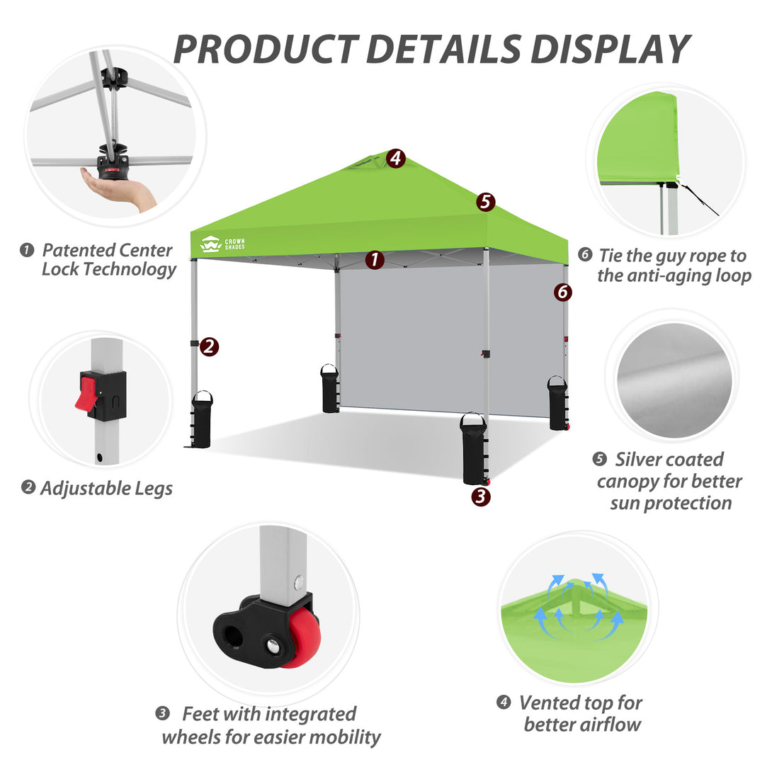 Tente pliante CenterLOK® 10x10 avec 1 paroi latérale