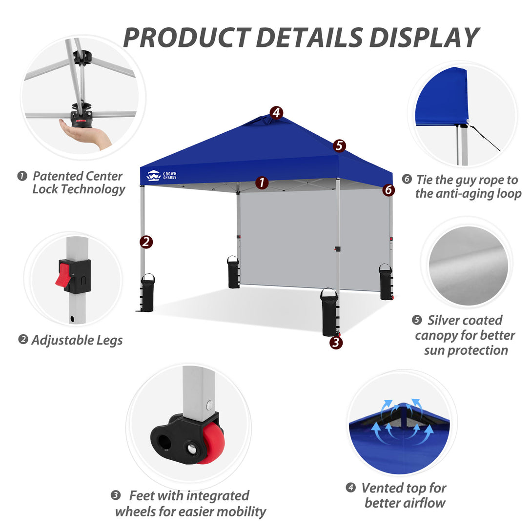 Tente pliante CenterLOK® 10x10 avec 1 paroi latérale