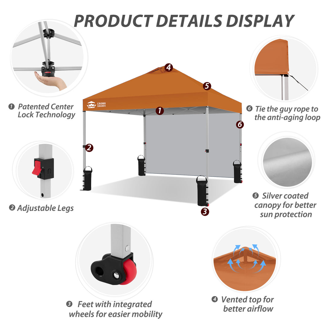 Tente pliante CenterLOK® 10x10 avec 1 paroi latérale