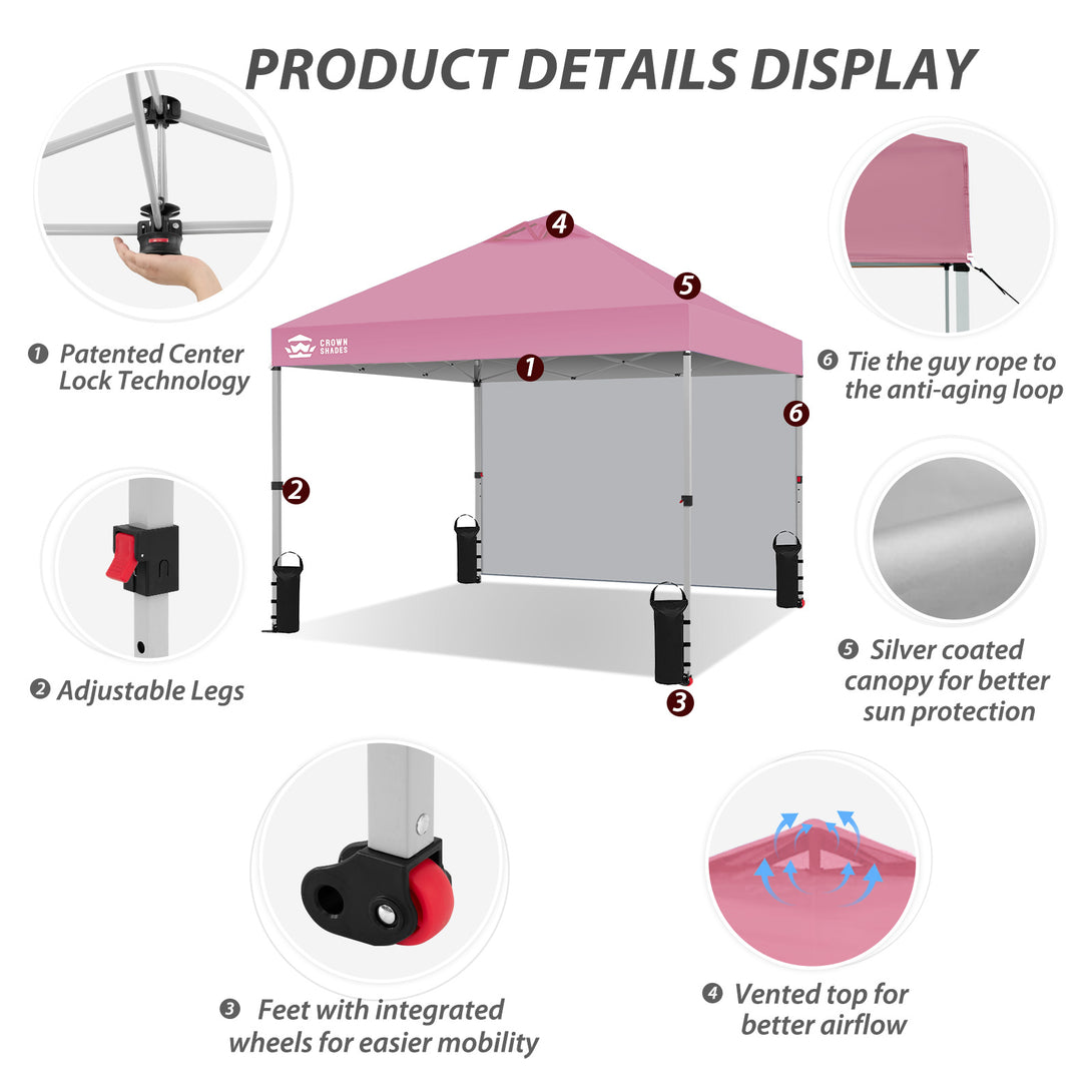 Tente pliante CenterLOK® 10x10 avec 1 paroi latérale