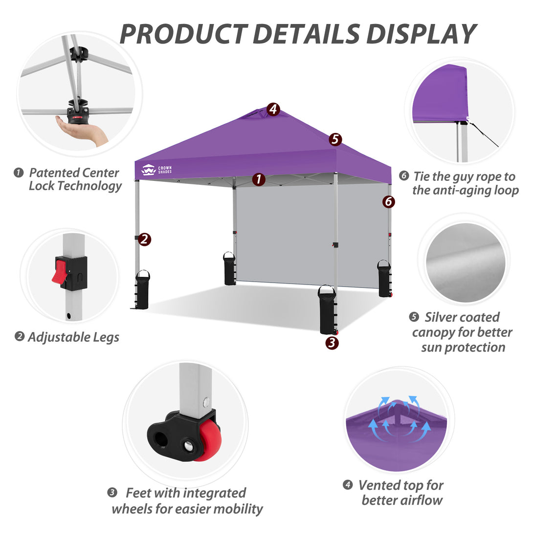 Tente pliante CenterLOK® 10x10 avec 1 paroi latérale
